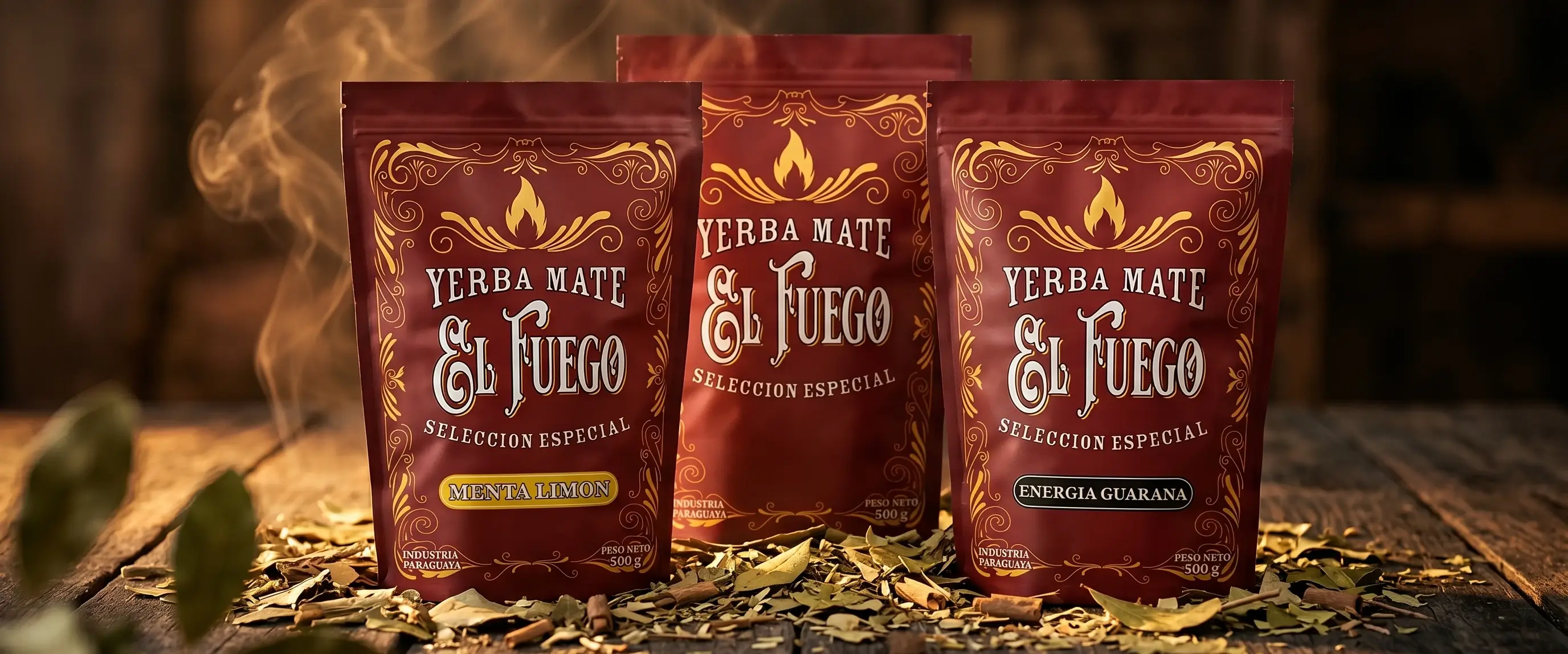 Tre varietà di yerba mate El Fuego: una yerba mate davvero forte.