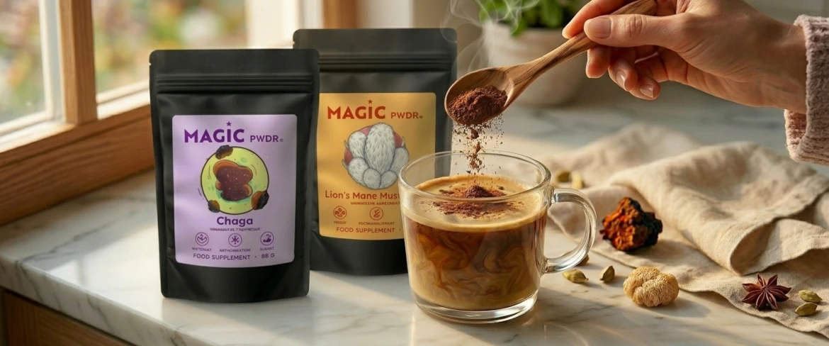 Consumo quotidiano di funghi adattogeni in polvere – aggiungere l'estratto in polvere di fungo criniera di leone al caffè