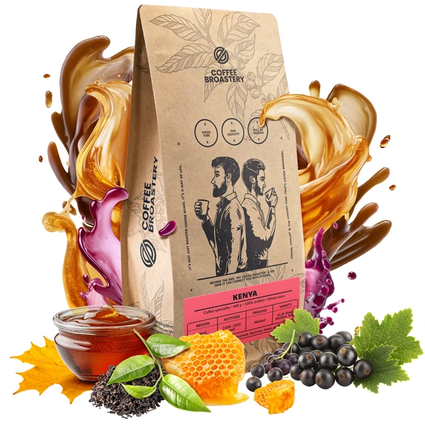 Bro Coffee Roastery Kenya Nyeri: chicchi di caffè speciale con note di ribes nero, miele e tè nero.