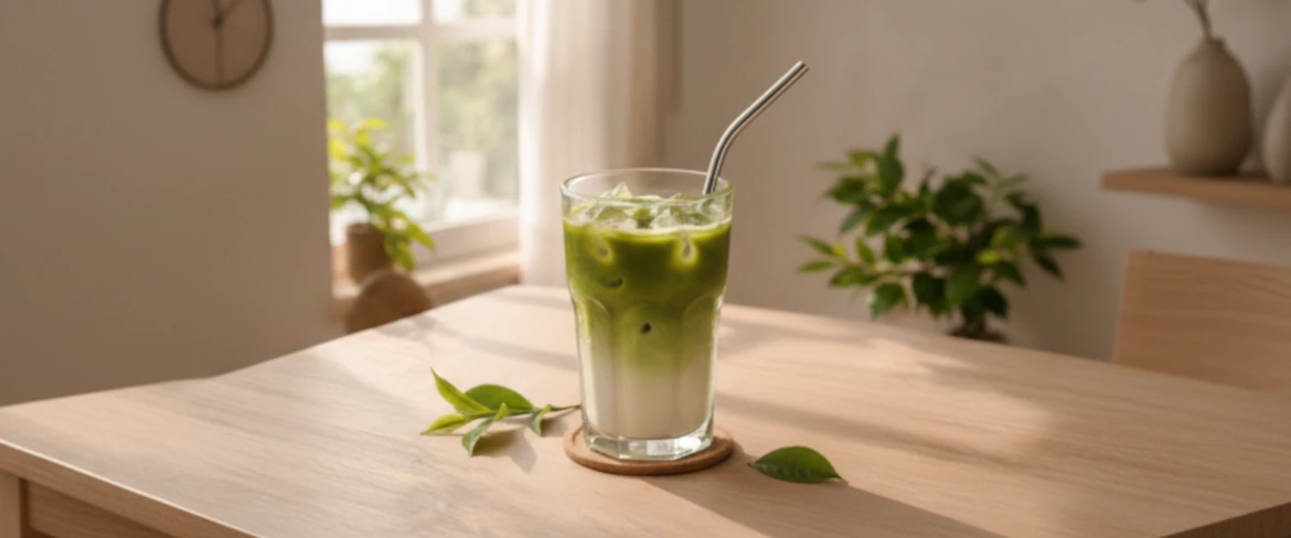 Come preparare il cold matcha latte – matcha freddo con latte e cubetti di ghiaccio