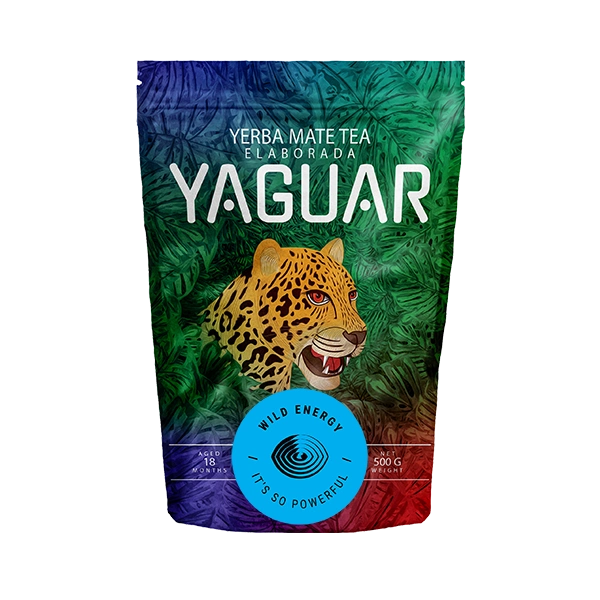 Yerba mate argentina forte Yaguar Wild Energy in confezione doypack.