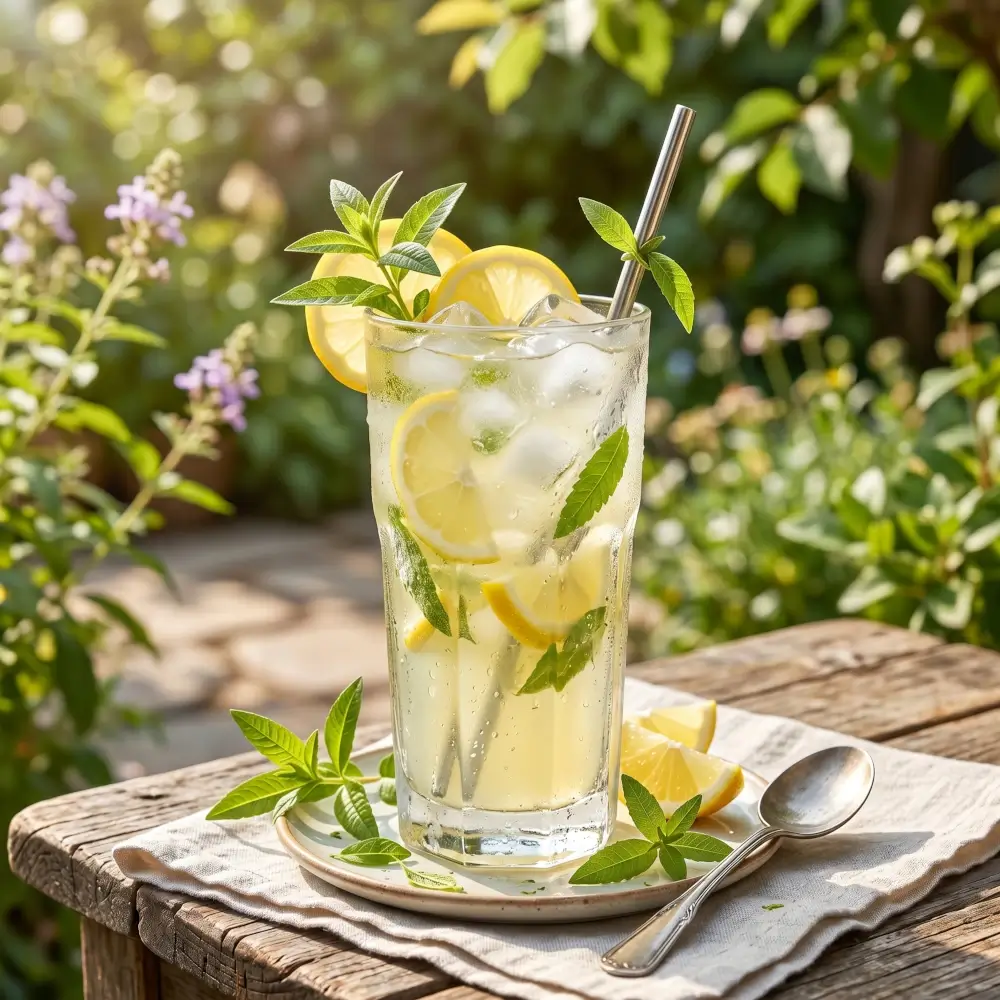 Limonata estiva con aggiunta di verbena odorosa