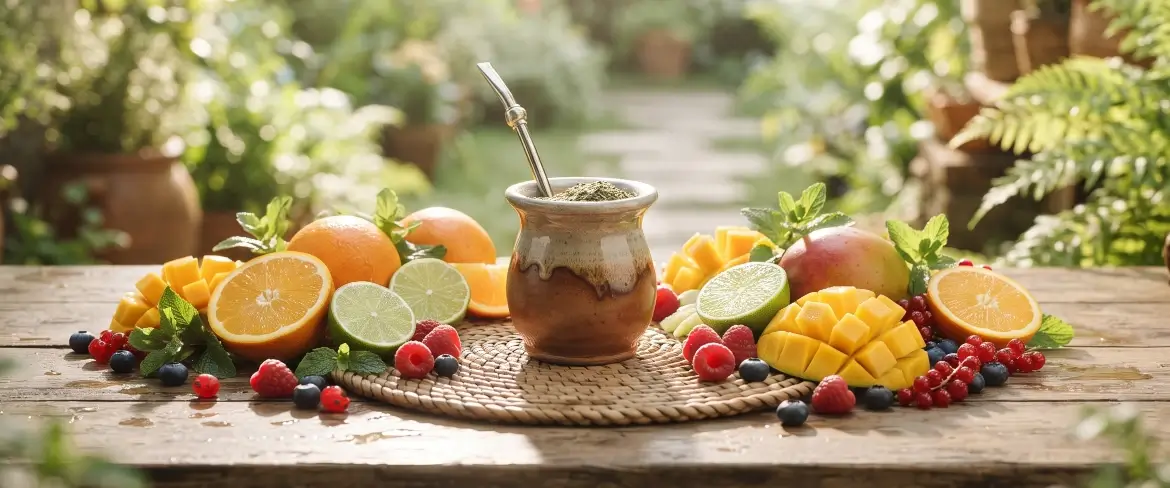 Aromatizza la yerba mate con agrumi, mango e frutti di bosco in una calice da mate, creando un infuso fresco e rinfrescante.
