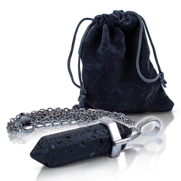 Ciondolo con pietra lavica in sacchetto + catena