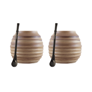 Set di accessori per Yerba Mate: 2x Tazza di mate + 2x Bombilla