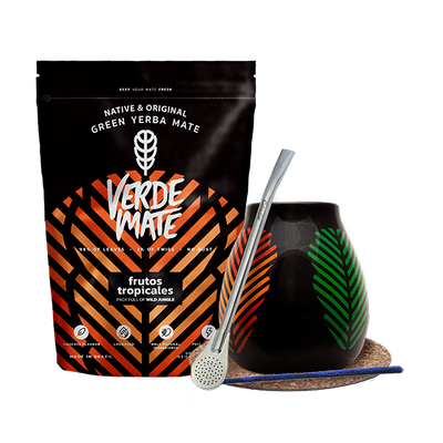 Set di Yerba Mate: Verde Mate Frutos Tropicales 500g + Tazza di mate + Bombilla