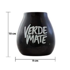 Zucca per mate in ceramica con logo Verde Mate (nera) 350 ml