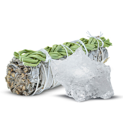 Set da meditazione: incenso di salvia bianca + cristallo di rocca