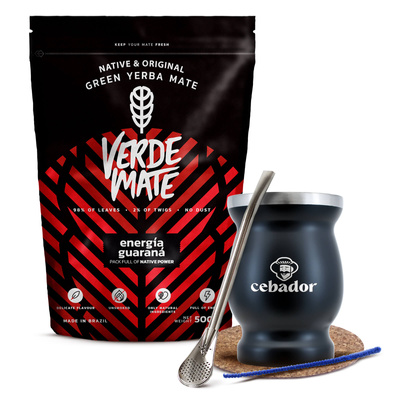 Set di Yerba Mate Verde Mate Energia Guarana 500g TermoMate + Bombilla