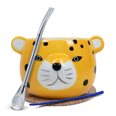 Yerba Mate Matero Zucca Gatito Bombilla set