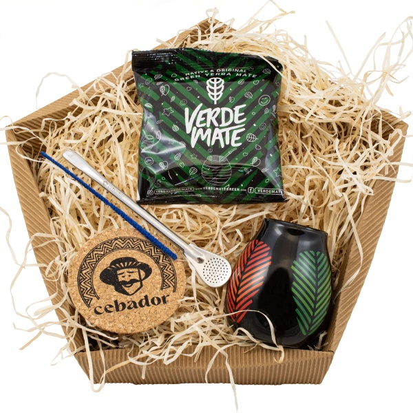 Set regalo di Yerba Mate: Verde Mate Frutos Tropicales 50g + Tazza di mate + Bombilla