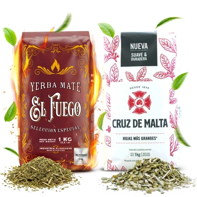 Set di Yerba Mate Elaborada: El Fuego 1kg + Cruz de Malta 1kg
