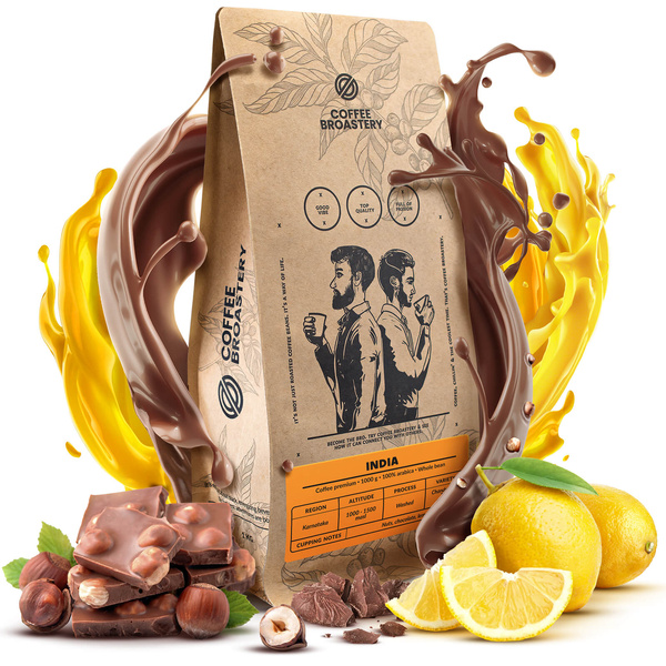 Bro Coffee Roastery - Caffè in grani interi India Karnataka Premium 400g