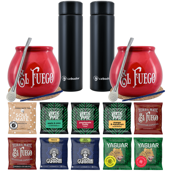Yerba Mate Thermos Bombilla Set per due 500g