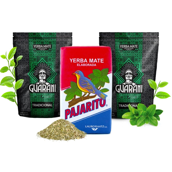 Set di Yerba Mate Elaborada: 2x Guarani + 1x Pajarito