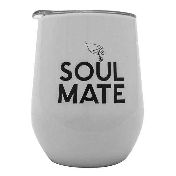 TermoLid – tazza termica per yerba mate con coperchio – Soul Mate (bianca) – 350 ml