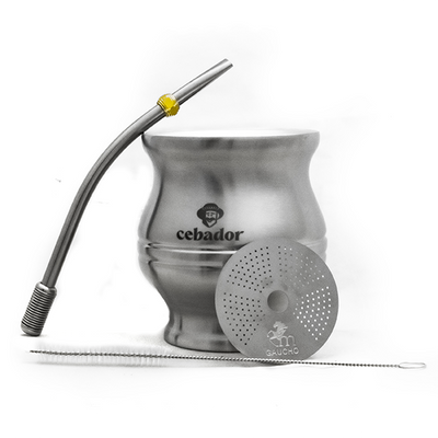 TermoColador – tazza per maté + filtro + bombilla – argento