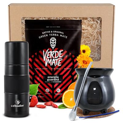 Set regalo di Yerba Mate: Verde Mate Energía Guaraná 0,4kg + Yerbomos X + Tazza di mate + Bombilla