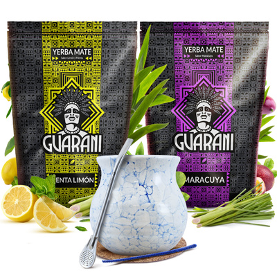 Set di yerba mate Guarani 2x500g Bombilla Tazza di mate di ceramica