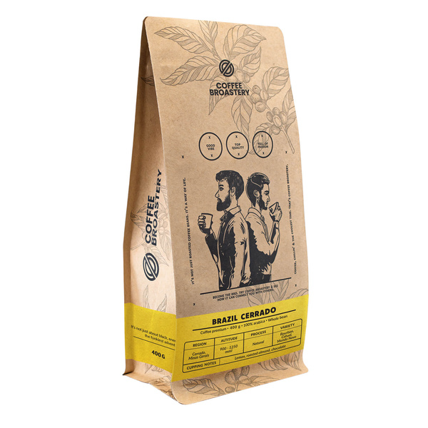Bro Coffee Roastery - Caffè in grani interi Brazil Cerrado Premium 400g