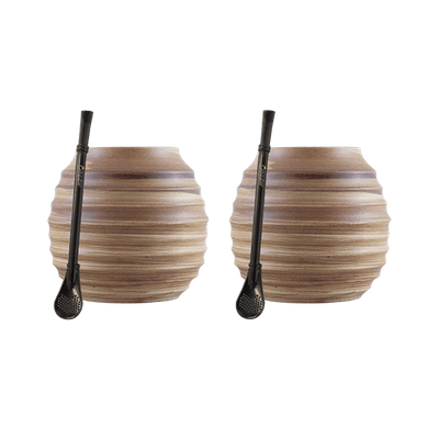 Set di Accessori per Yerba Mate: 2x Tazza di mate + 2x Bombilla