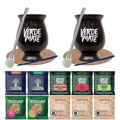 Set di yerba mate Bombilla Gourd per due 10x50g