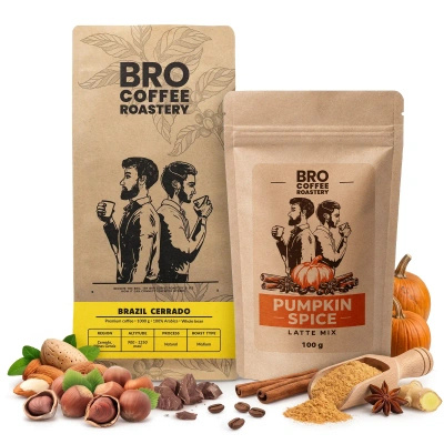 Set per Pumpkin Spice Latte: caffè Bro Coffee Roastery Brazil Cerrado 1kg + Pumpkin Spice Latte Mix 100g
