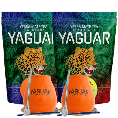 Set di Yerba Mate Yaguar Naranja 500g + Yaguar Menta Limon 500g