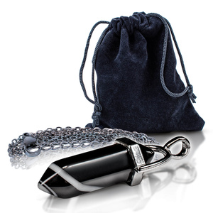 Ciondolo con agata nera in sacchetto + catena