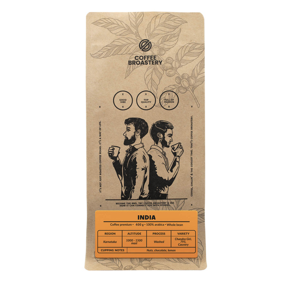 Bro Coffee Roastery - Caffè in grani interi India Karnataka Premium 400g