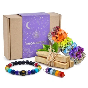 Set regalo esoterico dei 7 chakra: incenso naturale + ciondolo + braccialetto