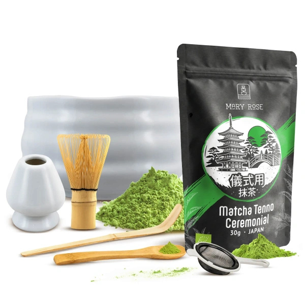 Set cerimoniale per preparare il tè matcha: matcha BIO giapponese 30g + accessori