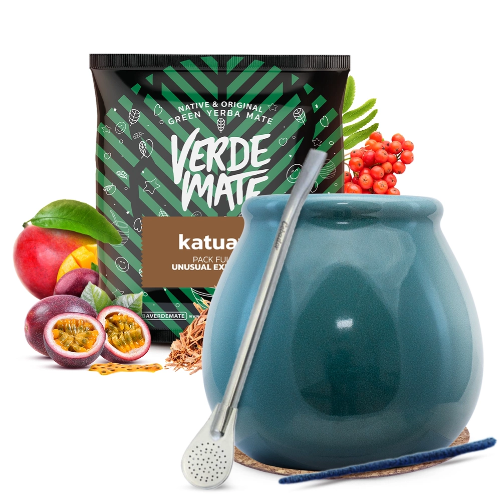 Yerba mate set Verde Mate ceramic calabash bombilla  Set \ Kit iniziale di  tè Yerba Mate \ Set con tè Yerba Mate 0,5 kg Set \ Kit iniziale di tè Yerba