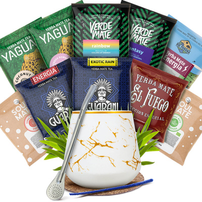 Set Yerba Mate: campioni 10x50g Tazza di mate + Bombilla