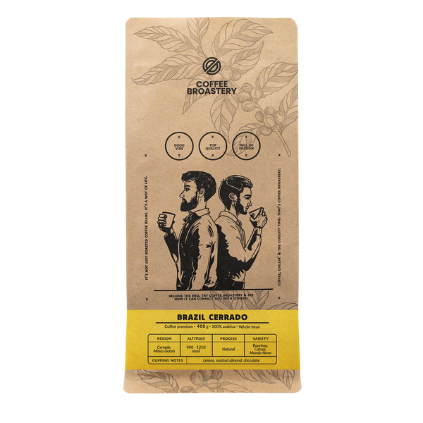 Bro Coffee Roastery - Caffè in grani interi Brazil Cerrado Premium 400g