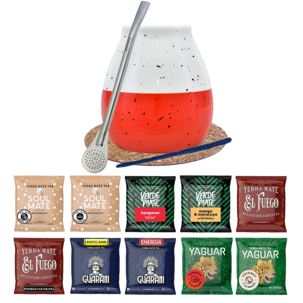 Set di Yerba Mate 10x50g Zucca di mate + Bombilla