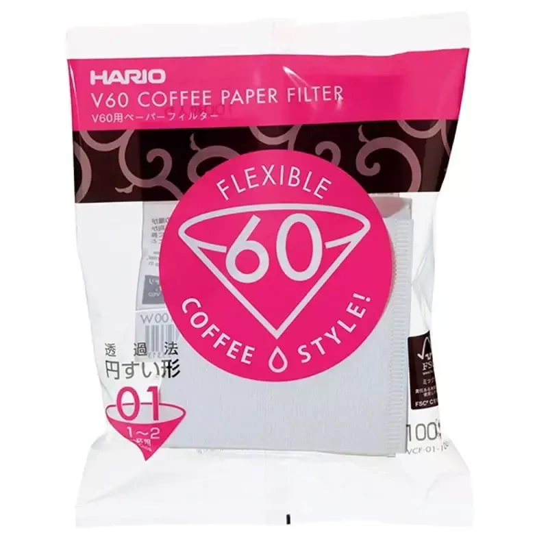 HARIO - Filtri per caffè - carta conica per dripper v60 VDC01 x100
