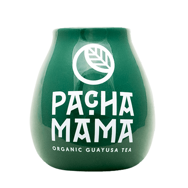 Zucca per mate in ceramica con logo Pachamama (verde) 350 ml