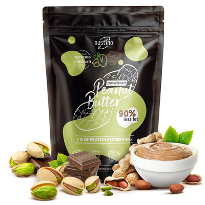 Nustino – Burro di arachidi in polvere – Pistachio & Chocolate (senza zucchero aggiunto) 400 g