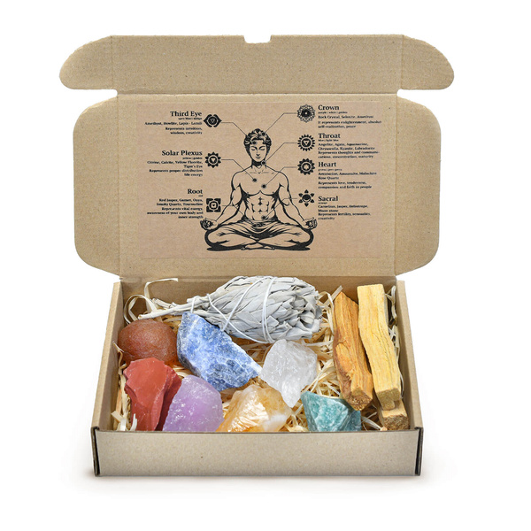 Set di pietre naturali, cristalli e incenso - esoterismo, yoga, meditazione