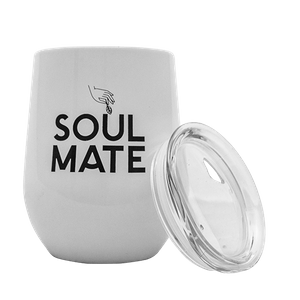 TermoLid – tazza termica per yerba mate con coperchio – Soul Mate (bianco) – 350 ml