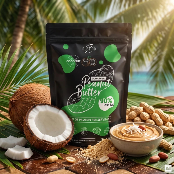 Set di burro di arachidi in polvere Nustino: Classic + Coconut 2x400g