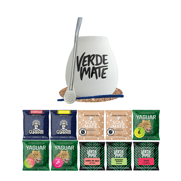 Set Yerba Mate Verde 500g Zucca Bombilla 10x50g