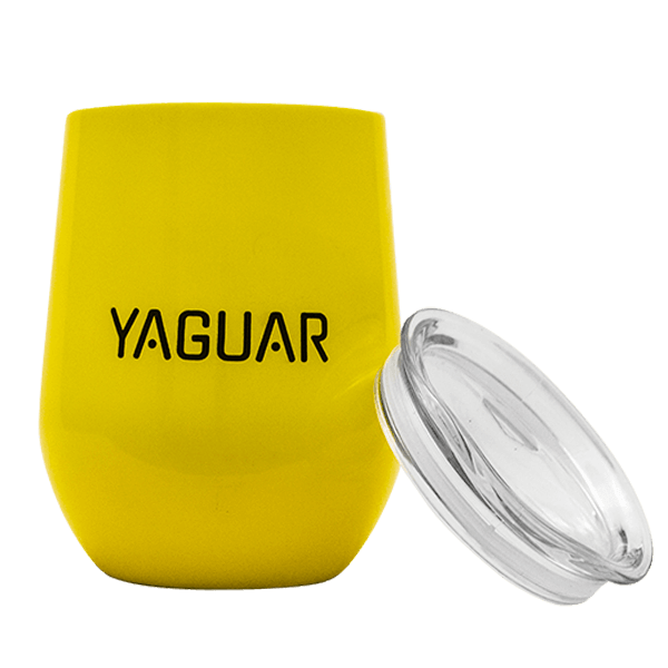 TermoLid – tazza termica per yerba mate con coperchio – Yaguar (giallo) – 350 ml