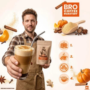 Set per Pumpkin Spice Latte: caffè Bro Coffee Roastery Brazil Cerrado 1kg + Pumpkin Spice Latte Mix 100g