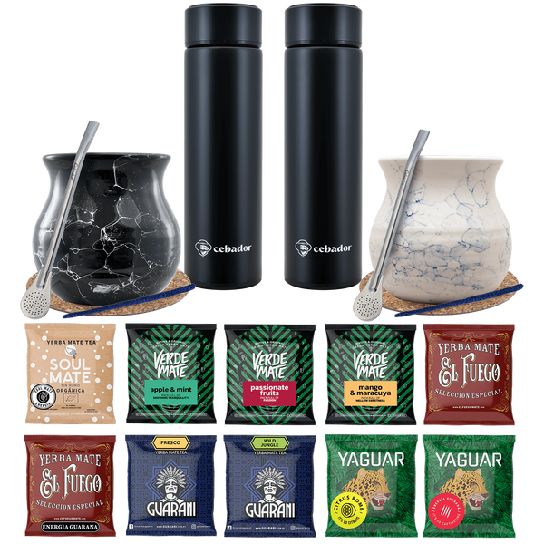 Yerba Mate Thermos Bombilla Set per due 500g