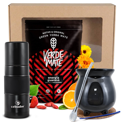 Set regalo di Yerba Mate: Verde Mate Energía Guaraná 0,4kg + Yerbomos X + Tazza di mate + Bombilla