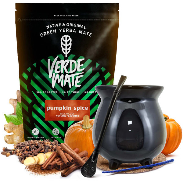 Set Iniziale di Yerba Mate Verde Mate Pumpkin Spice 400g + Tazza di Mate Caldero Calderone