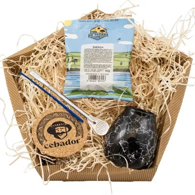 Set regalo di Yerba Mate: Rio Parana Energia 50g + Tazza di mate + Bombilla