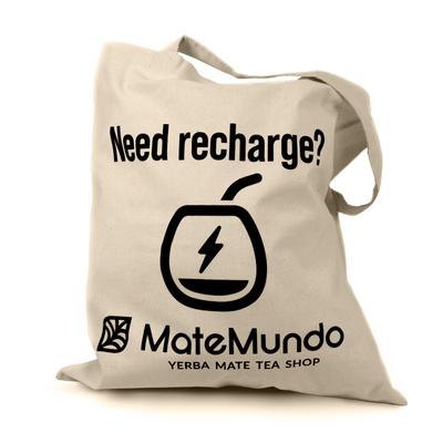 Borsa con logo MateMundo - "Hai bisogno di una ricarica?".